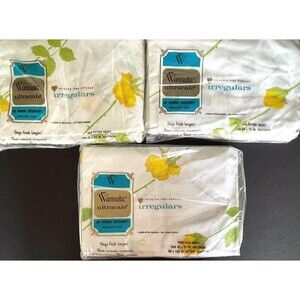3 VTG Wamsutta Ultracale Twin Sheets 1 Flat, 2 Fitted Irregulars Yellow Rose NOS